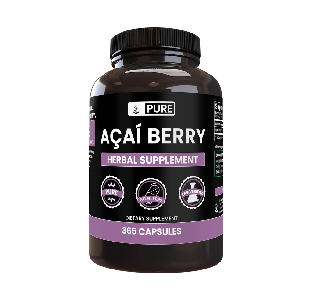 PURE ORIGINAL INGREDIENTS Acai Berry (365 캡슐) 마그네슘 또는 쌀 필러 없음, 항상 순수, 실험실 검증