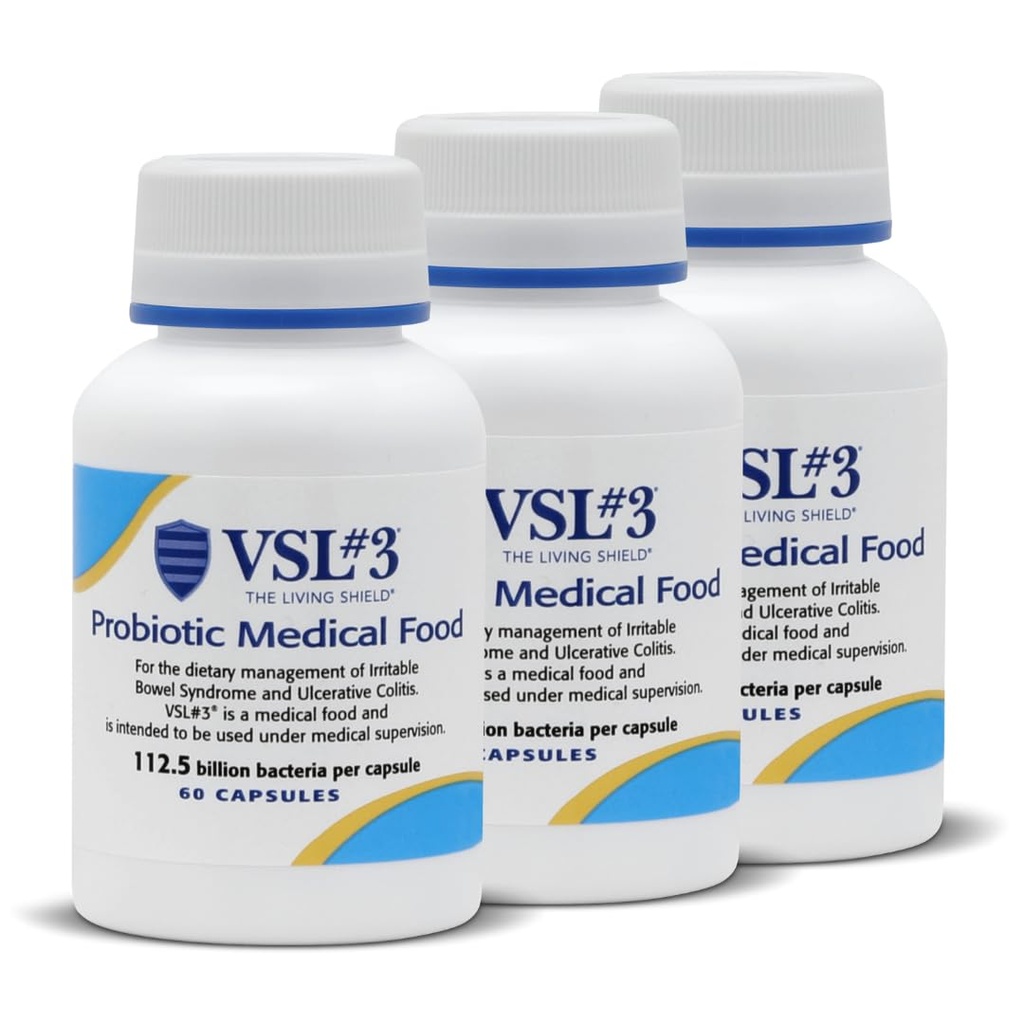 소화 건강, IBS & UC 증상을 위한 VSL #3® Probiotics - 112.5B CFUs, 높 순수성, 다 긴장, 살아있는, 냉장된 Probiotic, 남자 & 여자에 있는 Gut 건강 지원을 위한 의학 음식, 180의 캡슐