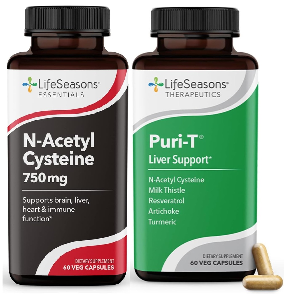 LifeSeasons Puri-T 와 N-Acetyl Cysteine Boost - 지원 Liver & Lung Detoxification - 120 캡슐