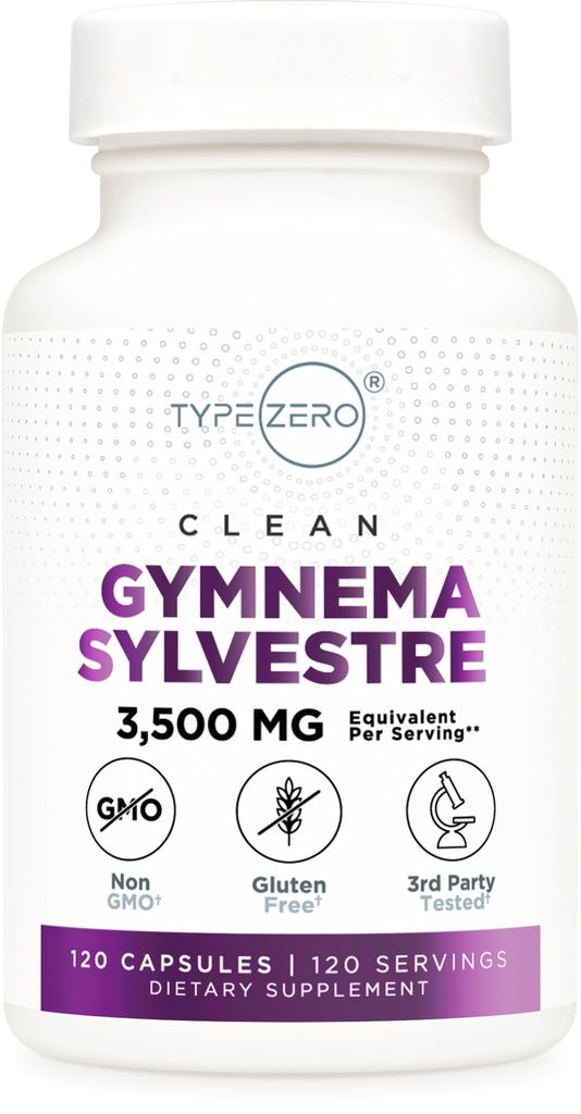 유형 Zero Clean Gymnema Sylvestre 캡슐 (120 서빙, 3,500 MG 상당) - 비 GMO, 글루텐 무료