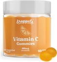 Droppels 비타민 C Gummies, 180mg - Vegan, Pectin Plant 기반 면역 지원 부스터 보충 - Tangerine 풍미, 60 카운트 (1 개월 공급)