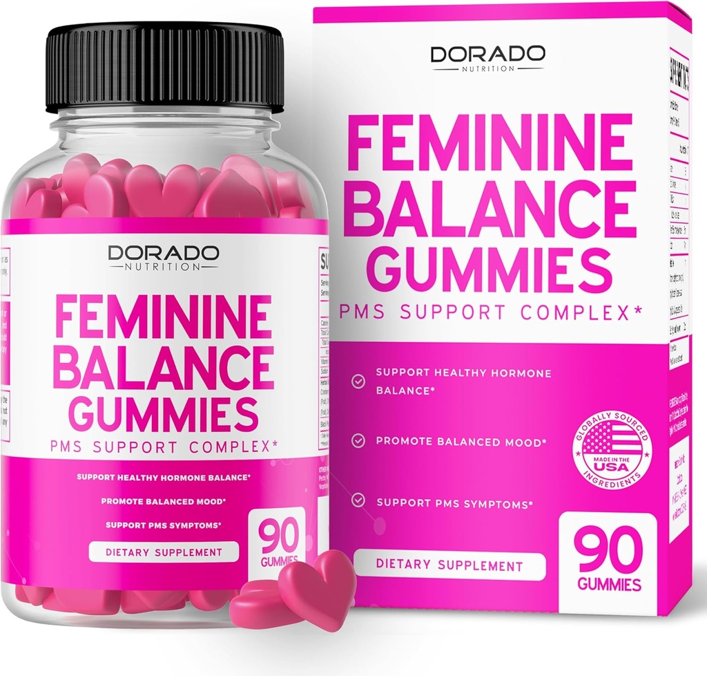 여성 Gummies & PMS Gummies (90 카운트) - 여성을위한 자연 Feminine 균형 - 크림, 블로팅, 무드 스윙, 핫 플래시 - Cranberry, Dong Quai & Chasteberry로 공식화