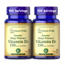 Puritan의 Pride Premium SunviteTM Mega-Potency Vitamin D3 10,000 IU, 건강한 Bones, Teeth 및 Immune System Support, 100 Rapid Release Softgels를 위한 규정식 보충교재