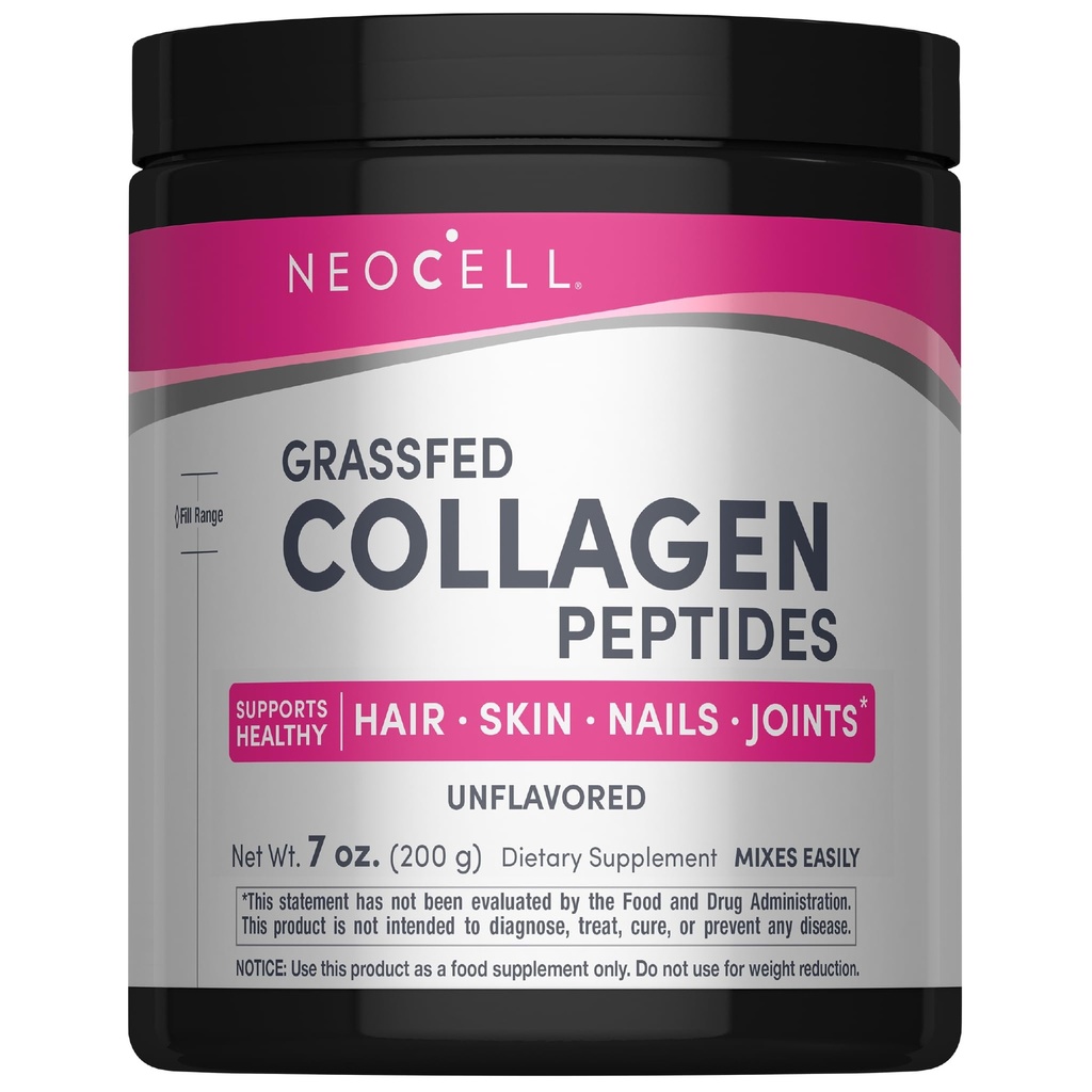 NeoCell 최고 교원질 펩티드, 서빙 당 10g 교원질 펩티드, 글루텐 자유로운, Keto 친절한, 비 GMO, 잔디 페더럴 익스프레스, 건강한 머리, 피부, 못 및 합동, Unflavored 분말, 7개 oz., 1개의 Canister