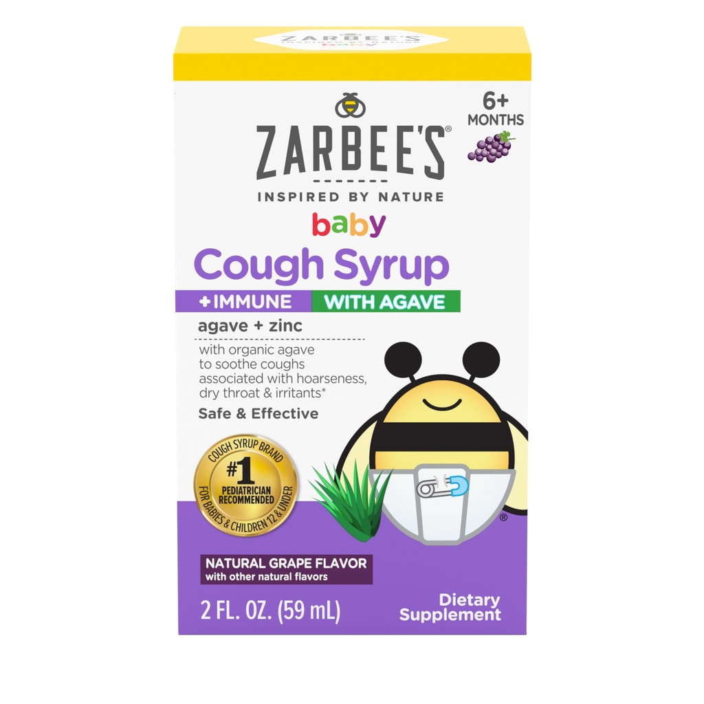 Zarbee's Baby Cough Syrup + 유기 Agave + 아연과 면역; 천연 포도 맛; 아기 6 + 개월, 2 Fl Oz (패키지 1)