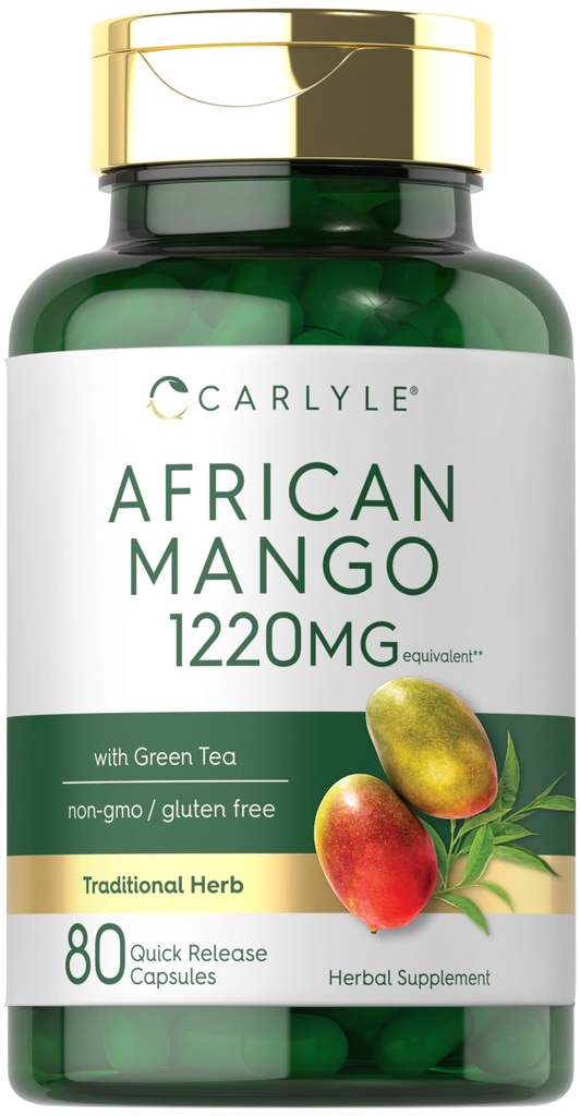 Carlyle African Mango Supplement 1220mg | 80 캡슐 | 녹차 추출물 | Non-GMO, 글루텐 프리