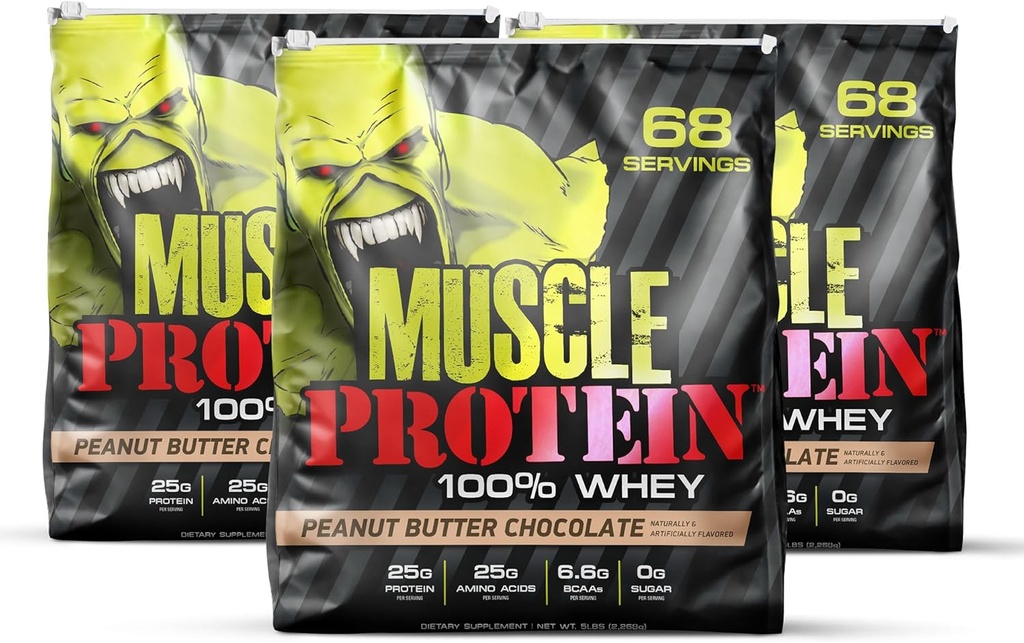 COLOSSAL LABS 근육 Whey Protein flavored Protein Powder, 25,000mg Amino Acid/Serving, 냉간 필터링 (포장 월병) (15 파운드 (포장 3), 땅콩 버터)