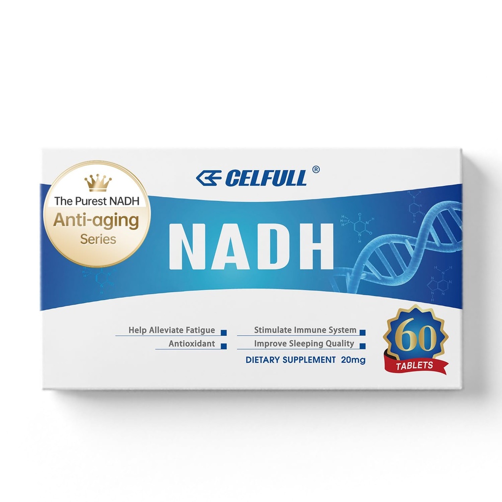 CELFULL NADH 보충교재 40mg Enchance NMN 대안 NAD+ 보충교재 Immune 지원 노화 방지 부스트 뇌 Cognition & 만성 피로 보충교재를 위한 보충교재