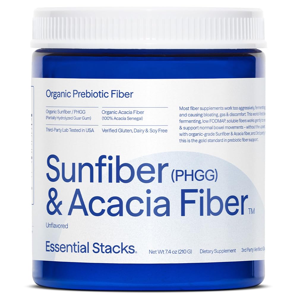 Acacia 섬유 분말을 가진 근본적인 더미 유기 Sunfiber Prebiotic 섬유 (partially Hydrolyzed Guar Gum/PHGG) - 글루텐 자유로운, 비 GMO & Unflavored 수용성 섬유 (7.4 oz)