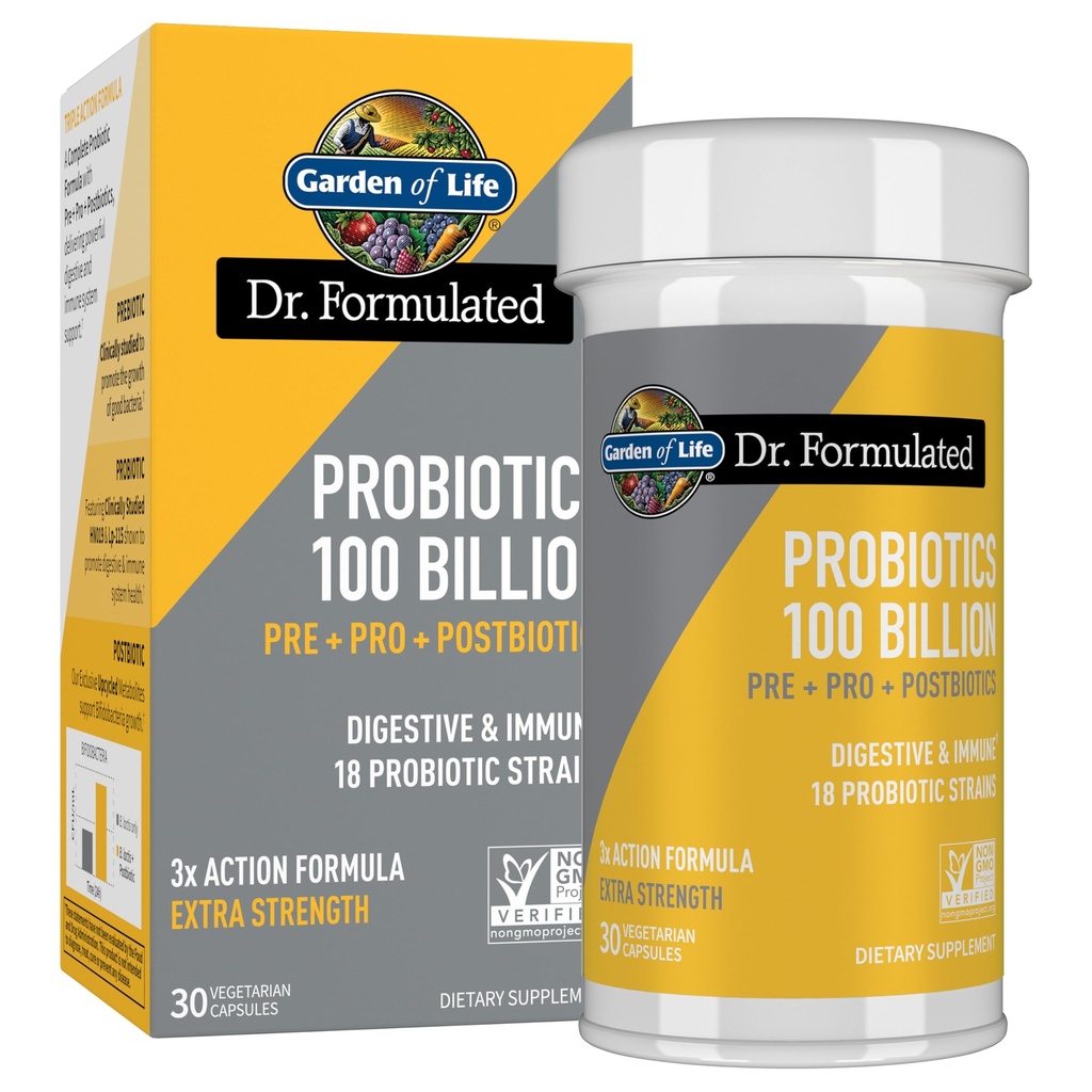 Life Dr. Formulated Pre, Post & Probiotics 100 Billion CFU 한 번 매일 3-in-1 Probiotics, Prebiotics & Postbiotics 여성과 남성을위한 보충 – 추가 강도, 30 일 공급