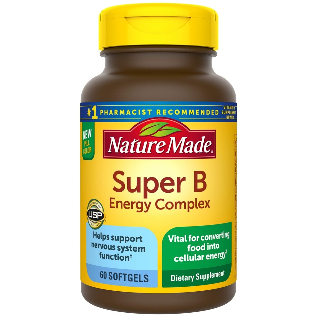 Nature Made Super B Energy Complex, Nervous System Support, 60 Softgels, 60 Day Supply에 대한 규정식 보충