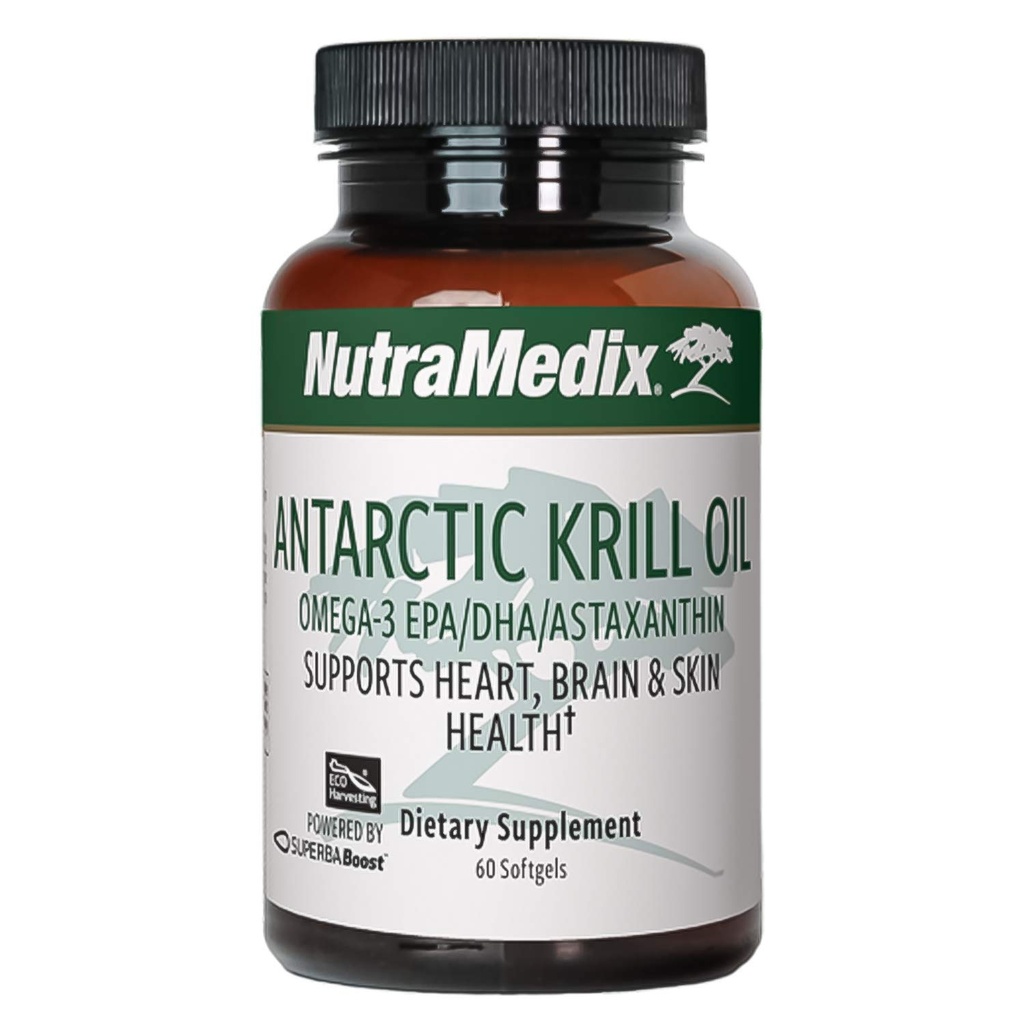 NutraMedix Antarctic Krill Oil 500mg - 물고기 기름 보충교재 - Omega-3s (EPA & DHA) + Astaxanthin - 합동을 위한 빨간 Krill 보충교재, 면역, 심장, 간 및 뇌 건강 지원 (60 Softgels)
