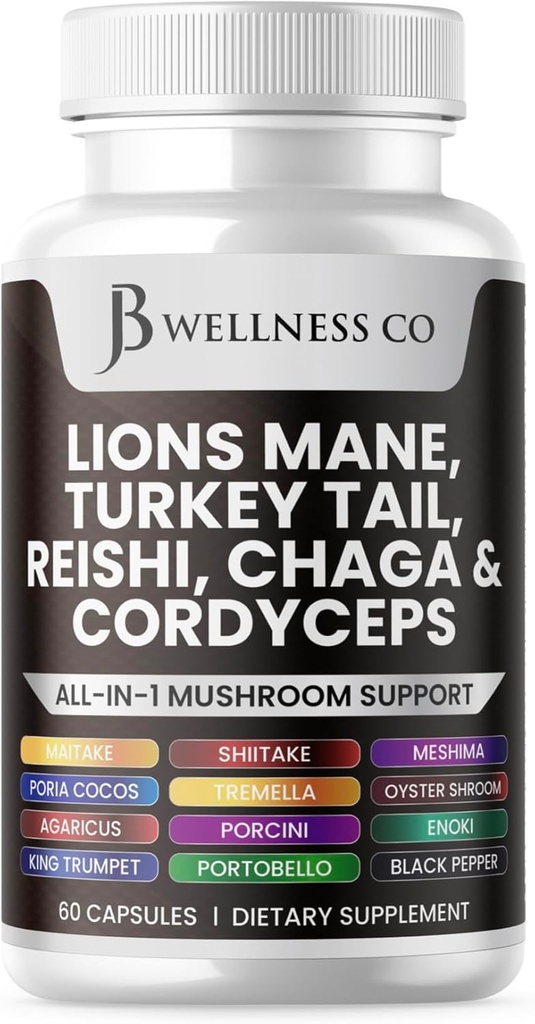 Lions Mane 보충교재 Cognitive 지원, 터키 꼬리 20in1 버섯 Reishi Cordyceps Chaga를 가진 면역력