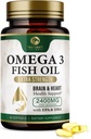 오메가 3 생선 기름 알약 2400mg - 트리플 강도 오메가 3 생선 기름 보충제 - 뇌 및 심장 건강 지원을위한 최고의 EPA 및 DHA 지방산, 자연의 오메가 3 보충, 30 일 공급 - 60 Softgels