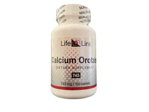 LifeLink의 칼슘 Orotate | 745 mg x 100 정제 | 뼈 건강, 심혈관 지원 | 글루텐 프리 & 비 GMO | 미국에서 제작
