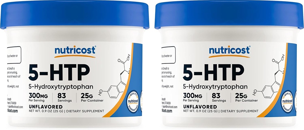 Nutricost 5-HTP 분말 25 그램 (2 팩) (섭리 당 300mg)