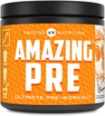 Amazing Nutrition Amazing PRE | 얼티밋 프리 운동 보충제 | 30 인분 분말 | 2.5 그램 BCAA Per 서빙 (30 인분, 천연 오렌지)