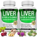 Liver Cleanse Detox & Repair Formula Liver Detox Supplement - Dandelion, Artichoke, Turmeric, Beet Root, Turmeric 및 Natural Fast Herbal Cleansing Non-gmo Vegan 60 캡슐과 우유 이틀