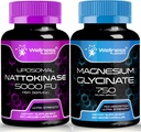WELLNESS LABSRX Nattokinase 보충교재 캡슐 - 5000 FU - 마그네슘 글리세라이드 캡슐 750 MG