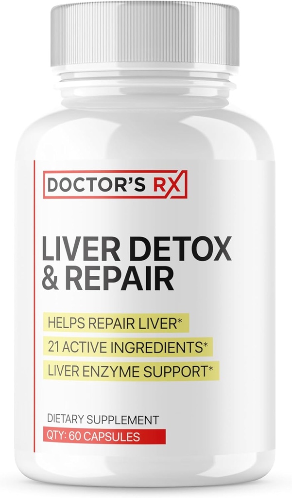 의사의 RX || #1 RATED 프리미엄 라이브러 클렌징 & 데톡스 || Optimize Liver Function, Repair Liver Enzymes | Ultra Dosed Formula w/ 21 강력한 재료 | 제3자 테스트 + 미국 제작 - 60 캡슐