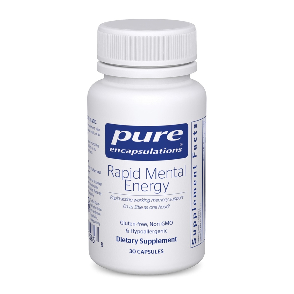Pure Encapsulations Rapid Mental Energy - 뇌 건강을 지원하는 Vegan 메모리 보충 - Ginkgo Biloba Extract, Alpinia Galanga & American Ginseng Extract - 비 GMO 및 글루텐 - 무료 30 캡슐