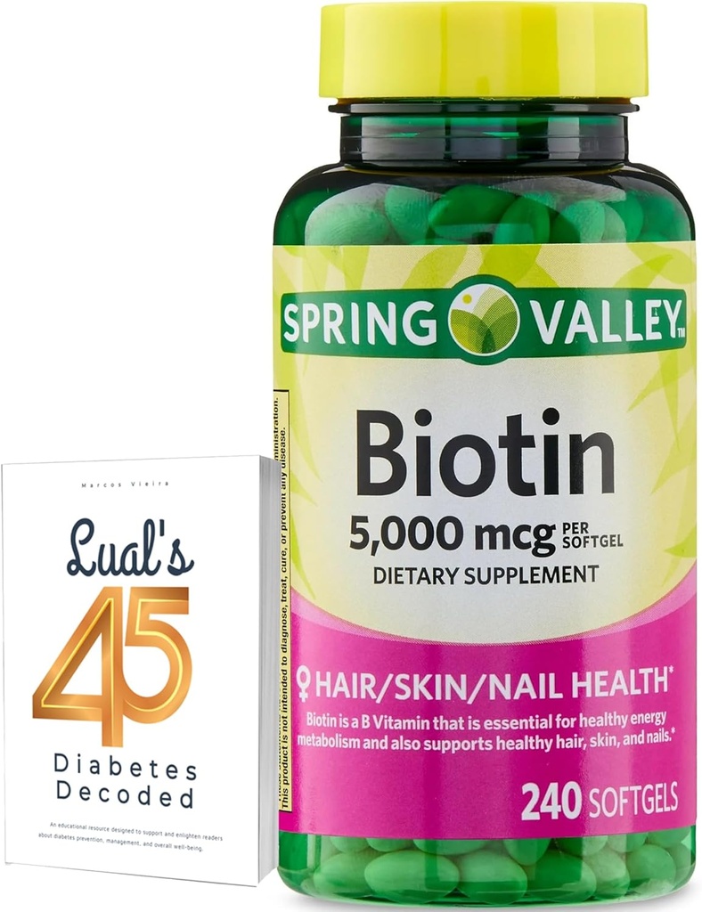 봄 밸리 Biotin 5000 mcg 240 조사, 머리 피부 못을 위한 규정식 보충교재, Lual의 45 Diabetes를 가진 여자 뭉치를 위한 머리 비타민
