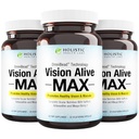 Holistic Health Labs Vision Alive Max with 8 Natural Ingredients Lutemax® 2020, Bilberry, Blueberry, Black Currant, Maqui Berry, Saffron 및 Astaxanthin (30 카운트 팩 3))