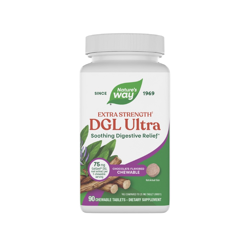 Nature's Way DGL Ultra Extra Strength**, Premium Licorice Root Extract, Gutgard, Vegan & Gluten Free, 초콜릿 맛, 90 Chewable Tablets (패키지 May Vary)