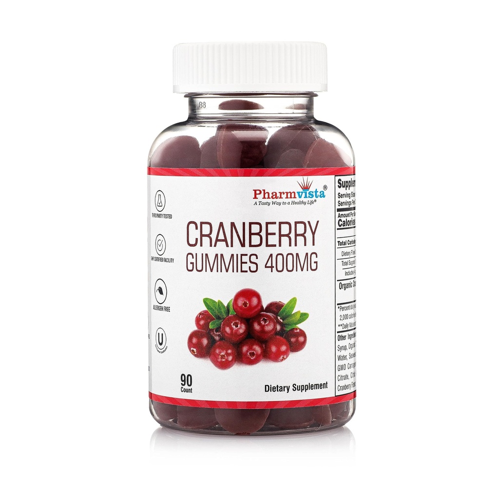 어린이 및 성인 400mg 글루텐 무료 알레르기 무료 Nutrient Rich Vegan 보충 -Cranberry Chews-90 조사