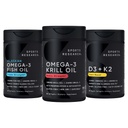 스포츠 연구 남극 Krill 오일 오메가 3 1000mg (두 배 힘) 포스 포 지질, Choline & Astaxanthin, 세 배 힘 오메가 3 물고기 기름 단 하나 근원 야생 알래스카 Pollock 1250mg, 비타민 D3 K2