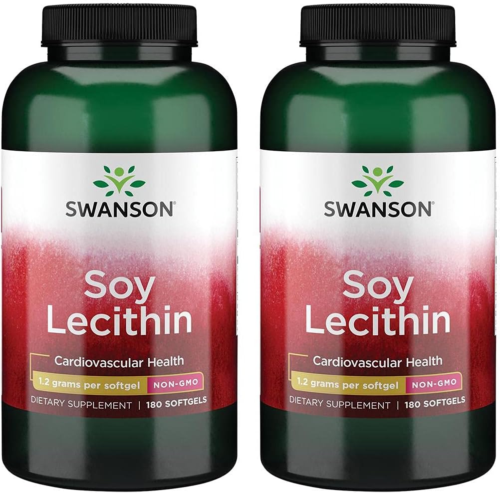 Swanson 프리미엄 브랜드 Soy Lecithin Non-GMO 1.2 g 180 Sgels 2 팩