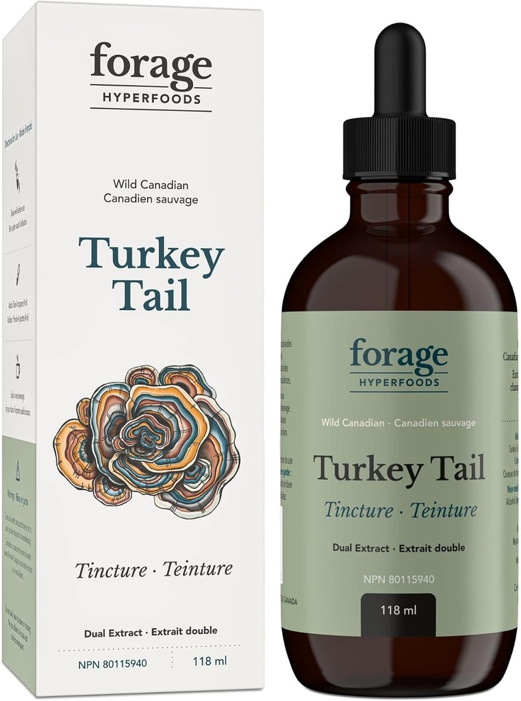 사용법 Hyperfoods- 본래 캐나다 야생 터키 꼬리 버섯 Superfood 액체 보충교재 추출물 Tincture, Vegan, 비 GMO, 면역 체계 및 Gut 건강 지원, 118ML