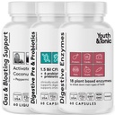 청소년 & Tonic 소화 Stomach 지원 & Detox for Regularity, 가스 & Bloating & Gut 건강. 모든 유형 소화 효소 Probiotics & Prebiotics Charcoal Peppermint & 유기 코코넛 오일 180 알약