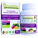 ZINC, 비타민 C, 비타민 D, Echinacea, Ginger & 인도 Gooseberry (Amla)를 가진 1개의 Elderberry에서 7. 프리미엄 엘더 베리 캡슐 90 ct, 모든 자연, 비 GMO, 비건, 쌀 분말 없음, 글루텐 없음