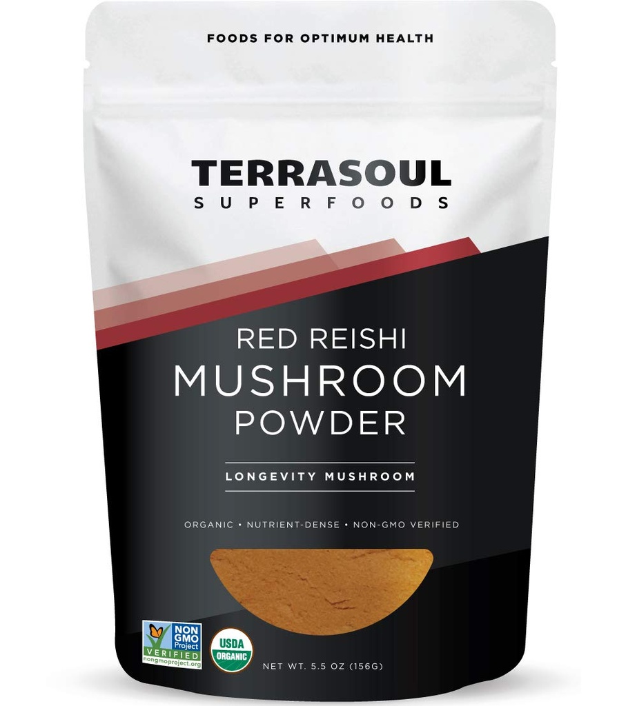 Terrasoul Superfoods 유기 Reishi 버섯 분말 (4 : 1 추출물), 5.5 Oz, Immune 지원, 스트레스 완화, 더 나은 수면, 적응성 버섯의 힘