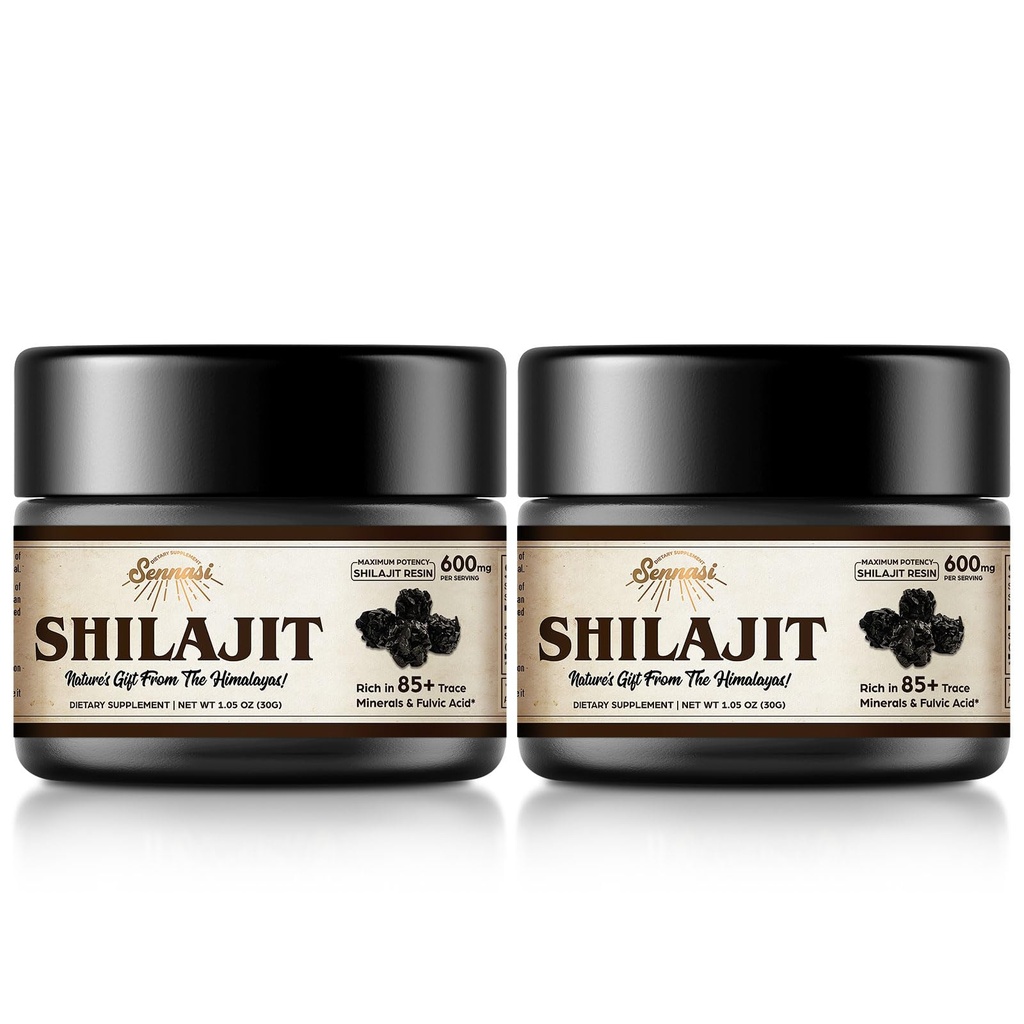 Shilajit 순수한 Himalayan 유기 Shilajit 수지 - 600mg 최대 힘 85+ 추적 무기물 & 에너지, 면역 지원, 30 그램 (2 팩)를 위한 Fulvic 산을 가진 자연적인 유기 Shilajit 수지