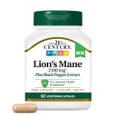 21 세기 사자 Mane 2,100 mg, 플러스 검은 후추 추출, 채식 캡슐, 60 조사