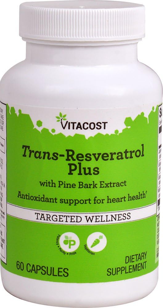 Vitacost Trans-Resveratrol Plus -- 60 채식 캡슐