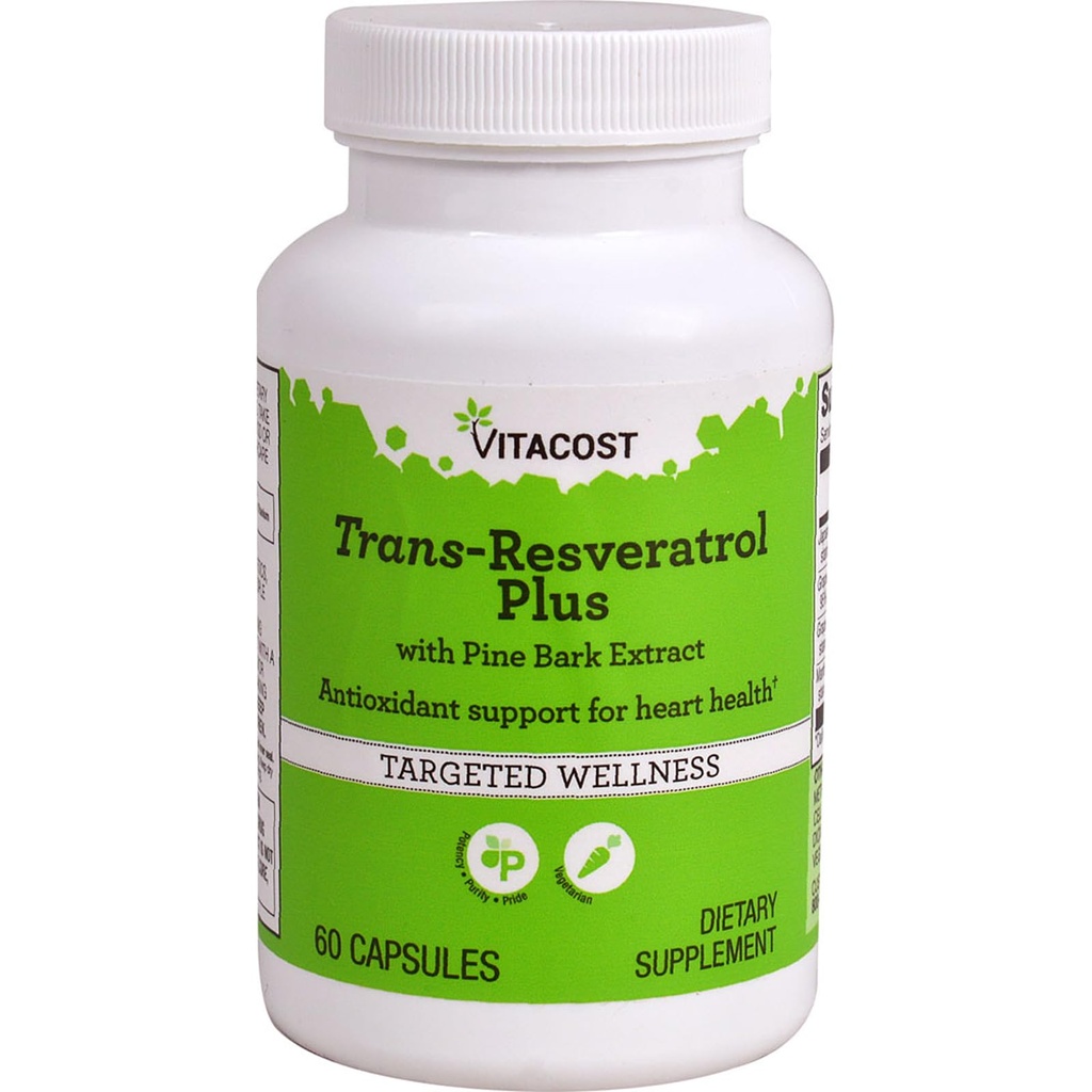 Vitacost Trans-Resveratrol Plus -- 60 채식 캡슐