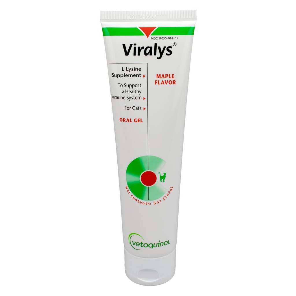 Vetoquinol Viralys 고양이와 새끼 고양이를위한 매일 L-Lysine 젤, 고양이와 새끼 고양이를위한 단풍나무 향료 Immune 건강, 일반 눈 기능 및 호흡 건강, 5oz