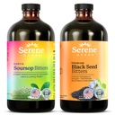 Serene Herbs Soursop Bitters Liquid & Black Seed Bundle - 소화 지원 및 면역 건강을위한 유기농 초본 Guanabana - Vegan, Non-GMO - 32 oz (16 oz 각), 32 서빙