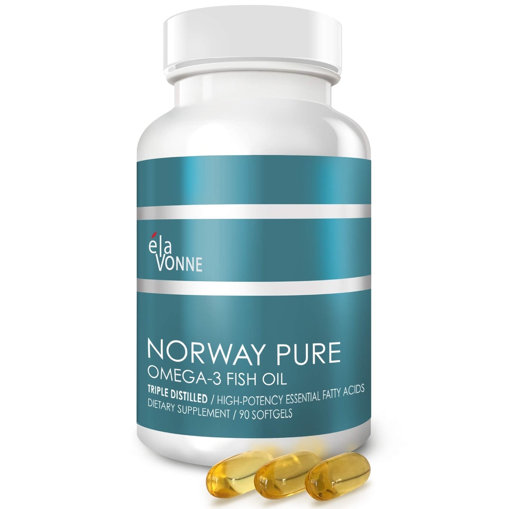 노르웨이 순수한 오메가-3 물고기 기름 Softgels 2,400mg (90ct) - 4X 농도 EPA & DHA, 세 배 증류, Burpless, 야생 잡은, 피부 & 머리, 합동, 심장 건강