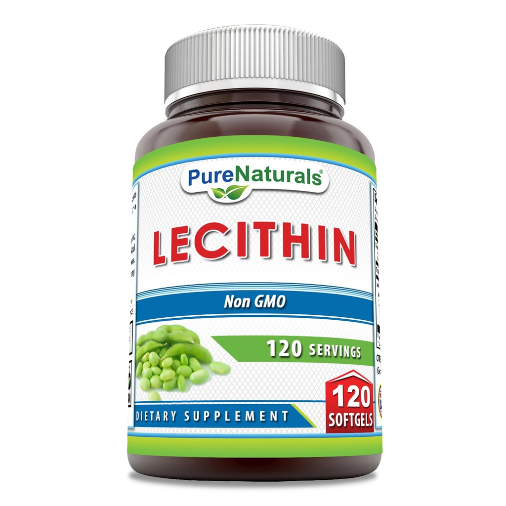 순수 자연 Lecithin 1200 mg Softgels 보충 | 높은 효능 | 비 GMO | 글루텐 무료 (120 개)