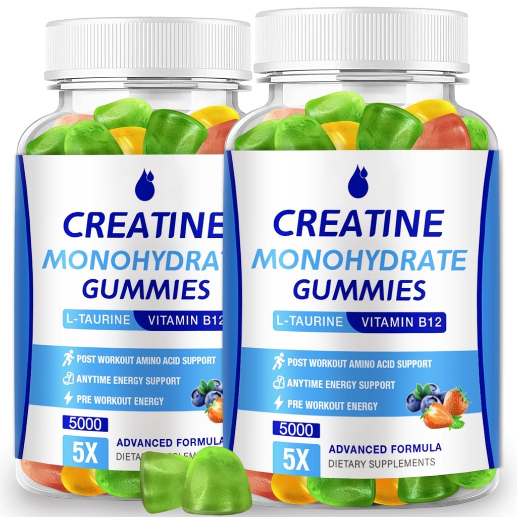 여성을 위한 크레아틴 Monohydrate Gummies 5000mg 크레아틴 & 남자 2 팩, Boost 초점, 근육 힘, 5g 크레아틴 Monohydrate를 위한 크레아틴 Monohydrate, 설탕 자유로운, 채식주의자