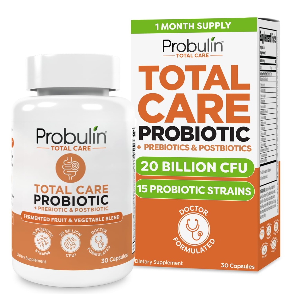 Probulin 총 치료 Probiotic 보충, 매일 Gut, 소화, 그리고 면역 건강 Probiotics 캡슐 남성과 여성, 20 억 CFU, Vegan, 30 카운트 병