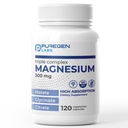 Puregen Labs Triple Magnesium Complex 300mg of Magnesium Glycinate, Malate, & Citrate [고 흡수] 120 Veg 캡슐 | Harmful additives | Non-GMO, NO Gluten 및 Dairy | 미국에서 제작
