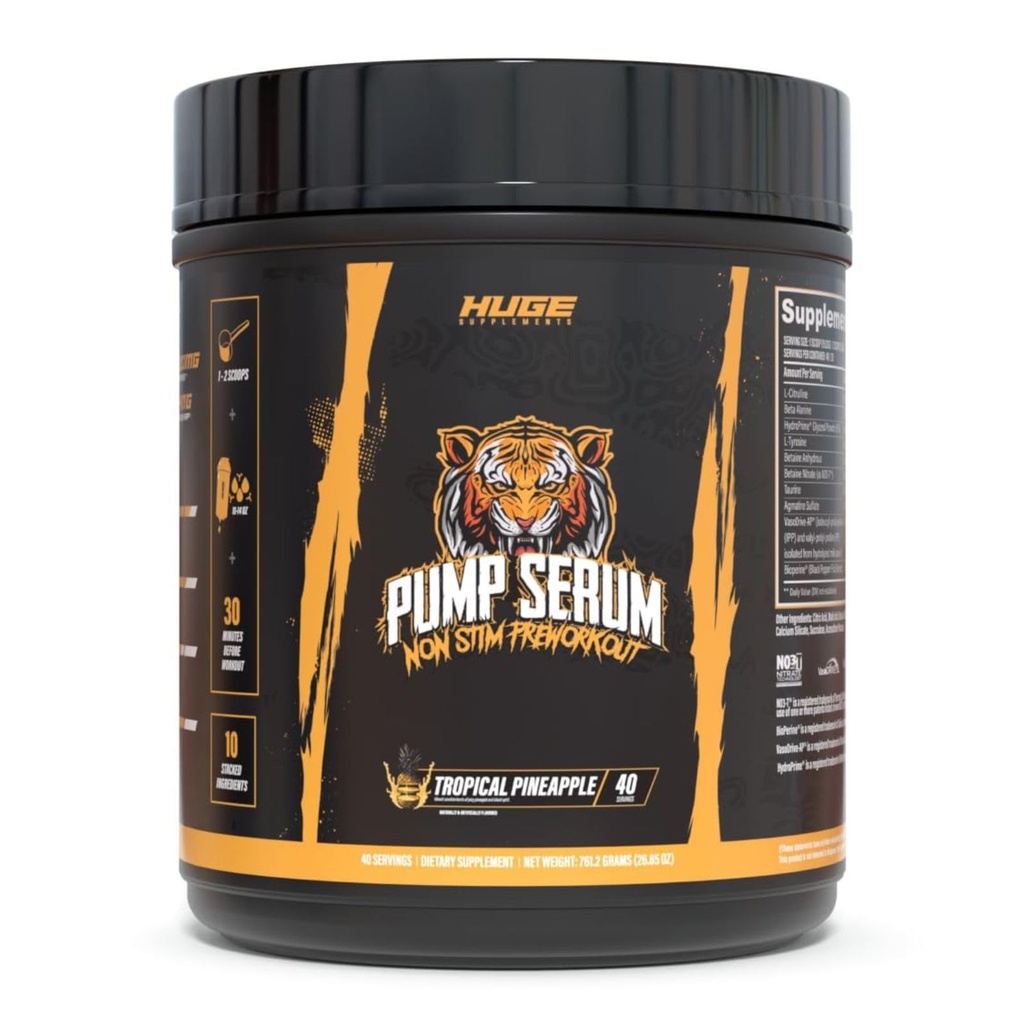 거대한 보충 교재 펌프 혈청, Stim 자유로운 전 운동 및 Nitric 산화물 승압기는 초점, 펌프, Caffeine, L-Citrulline, 글리세러Pump, L-Tyrosine, Nitrosigine (Tropical 파인애플)를 가진 Fulness를 강화합니다