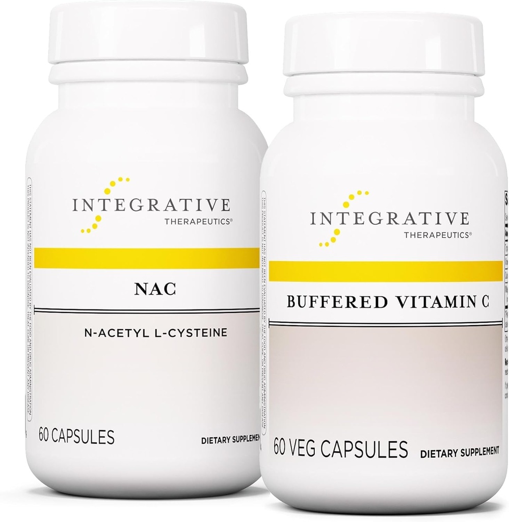 버퍼 비타민 C 캡슐 1,000 mg, 60 Vegan 캡슐 & NAC, 60 캡슐과 통합 치료 번들 - 산화 방지제 지원 * - Respiratory & Lung Function* 지원