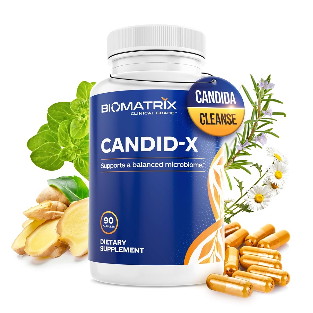 BioMatrix Candid-X Gut는 Berberine, Oregano, Sodium Caprylate, Chamomile, Ginger, PAU D'arco, 남성과 여성을위한 Digestive 보충교재로 클렌징합니다 | 90 캡슐