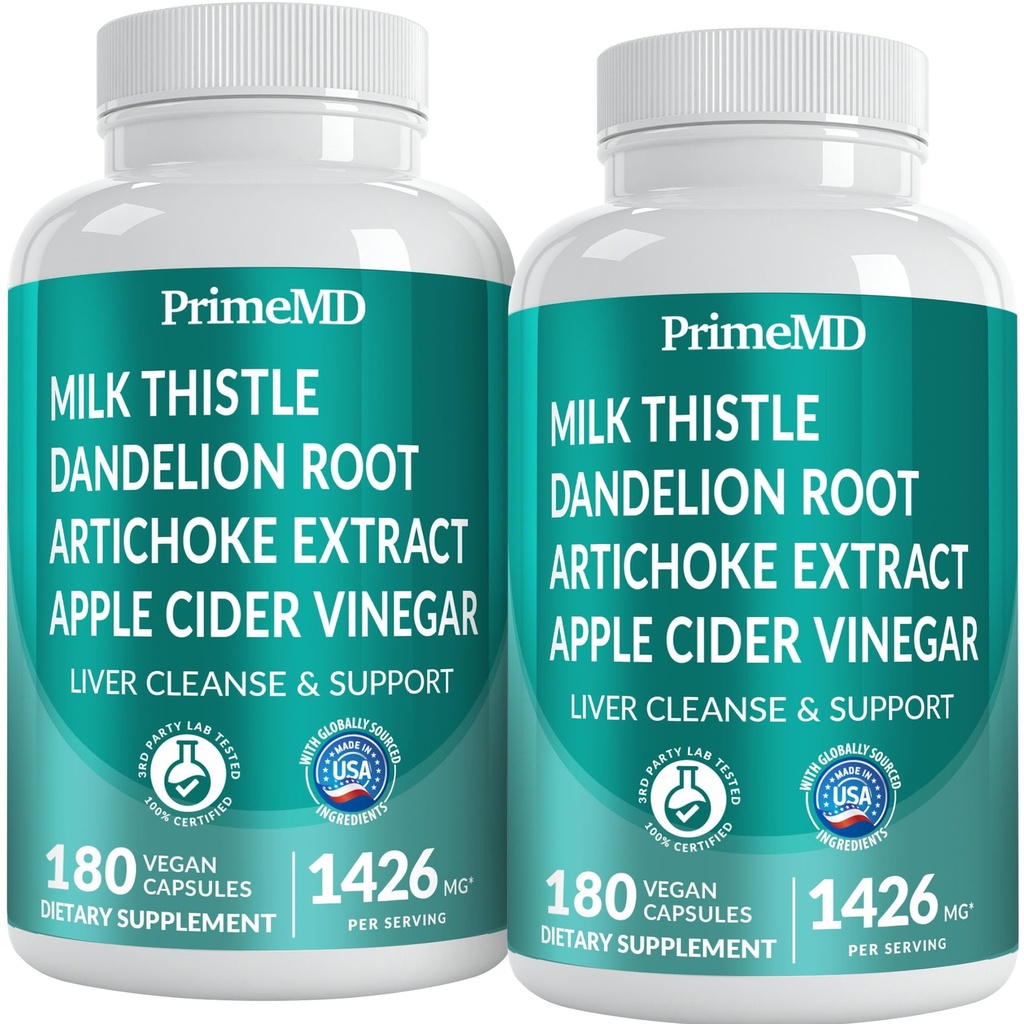 32-in-1 Liver Cleanse Detox 및 우유 이틀, Silymarin, Artichoke Extract, Beetroot Powder - Active Liver Health Formula와 Gallbladder 보충 - 1426mg (180ct, 2)